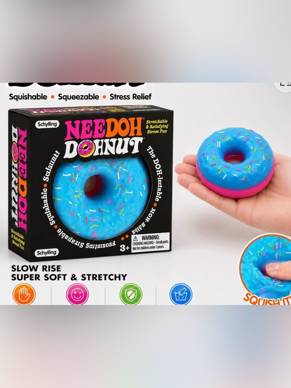 You choose Donut Stretchy Sensory Toy - Blue & Pink or chocolate